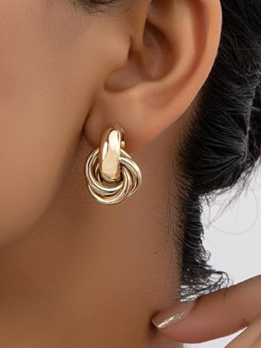Gold Knot Earringsโ for Women Trendy Gold Stud Earrings Chunky Gold Dangle
